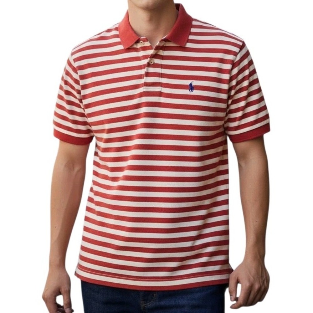 Polo Ralph Lauren Mens Polo Shirt‎ Size Large Blue Label Vintage Stripe